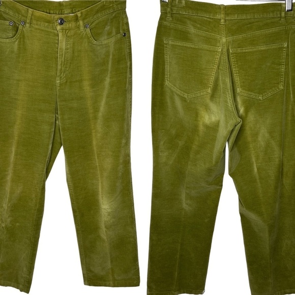 Talbots Petites Chartreuse Green Velvet Straight Leg Jeans Pants 6 P Stretch Fit - Picture 1 of 10